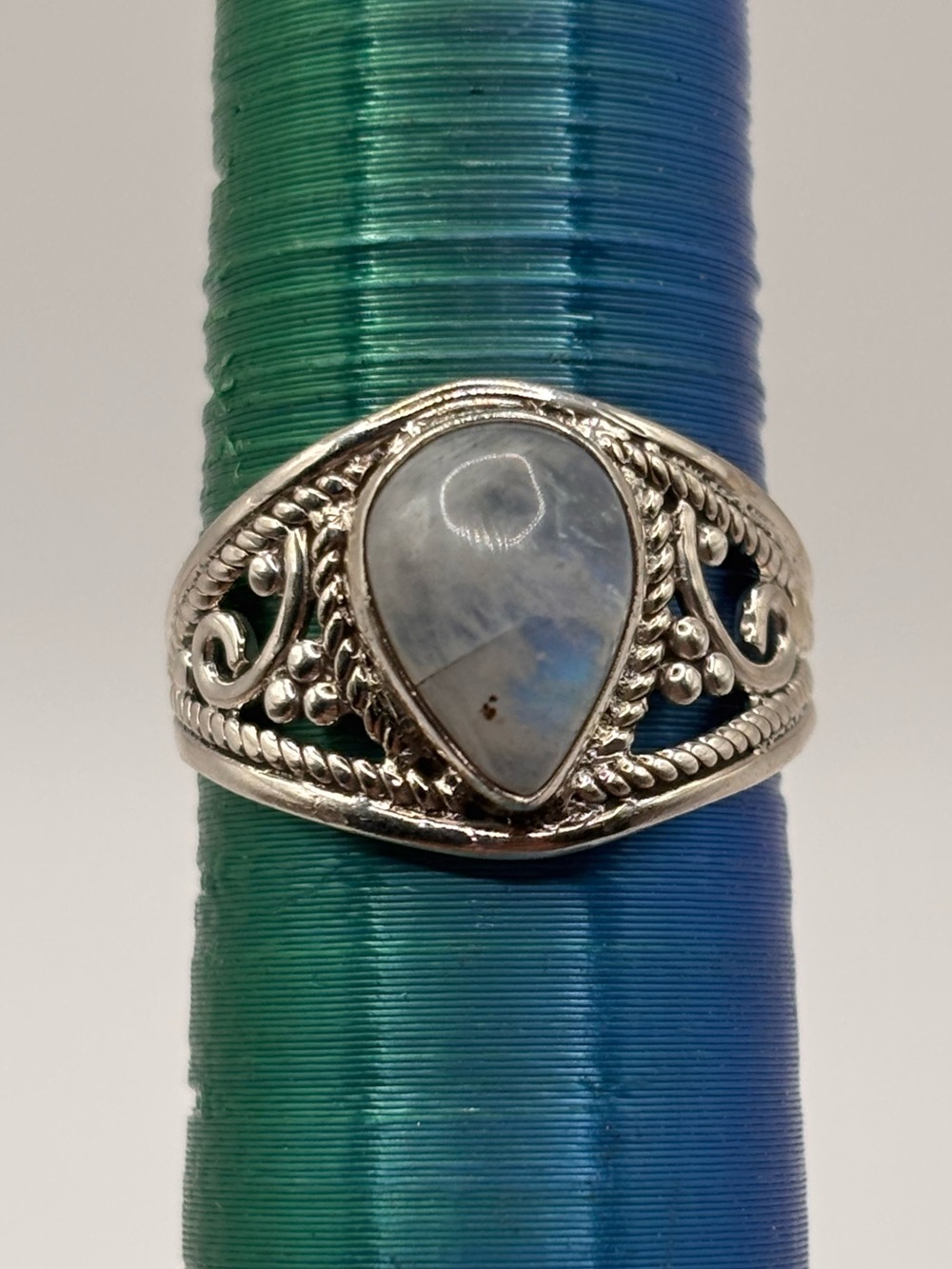 Sterling Silver Moonstone Ring Size 6 Teardrop Vintage Style